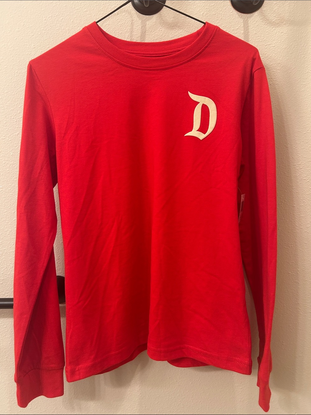 Disney Red Long Sleeve Tee with White 'D' Accent